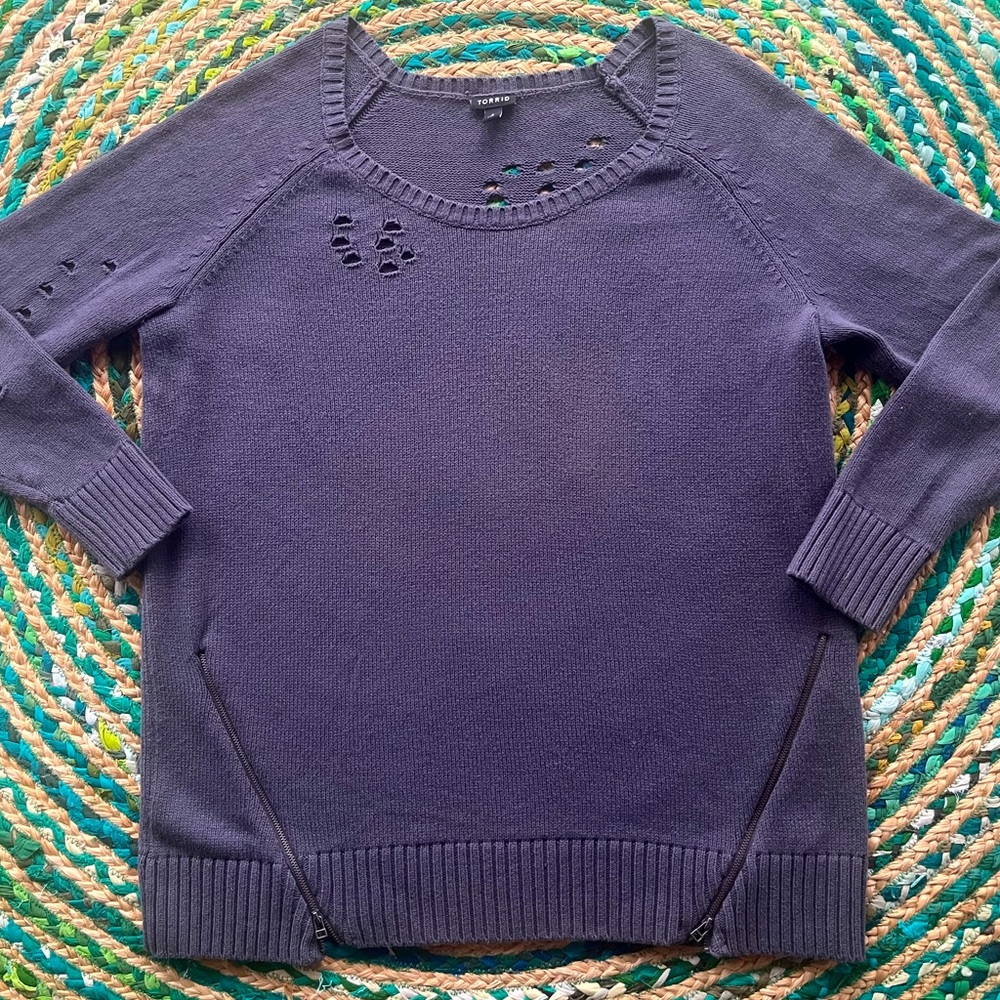 Torrid Dark Gray Distressed Sweater Size 2X